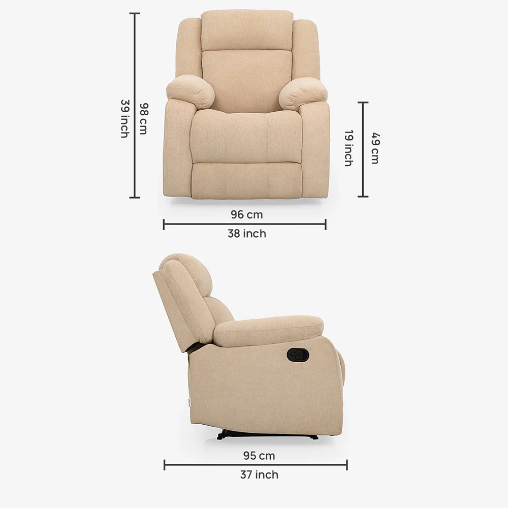 Avalon Beige Fabric Recliner - Image 6