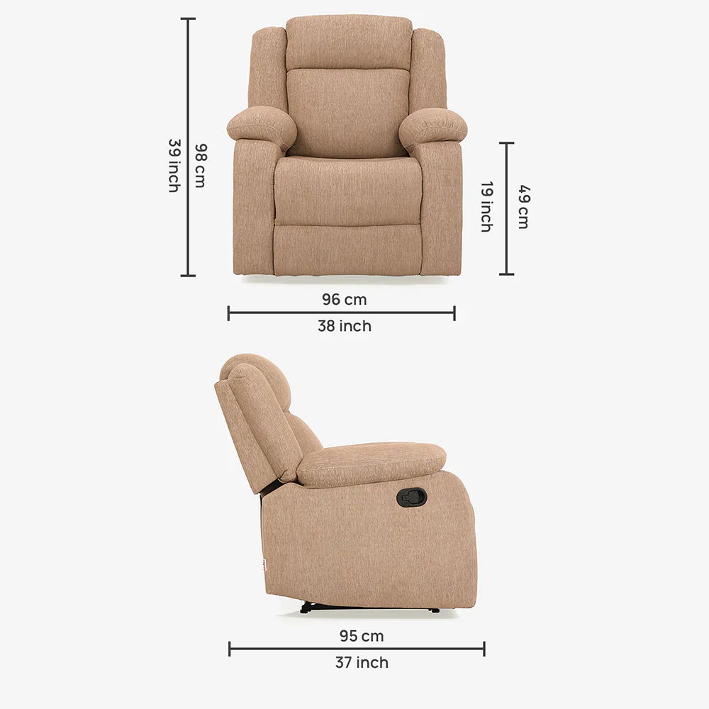 Avalon Brown Fabric Recliner - Image 6