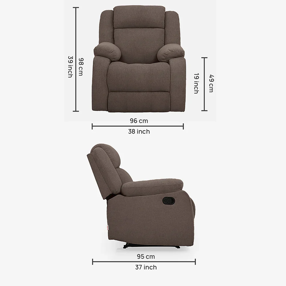 Avalon Dark Brown Fabric Recliner - Image 6