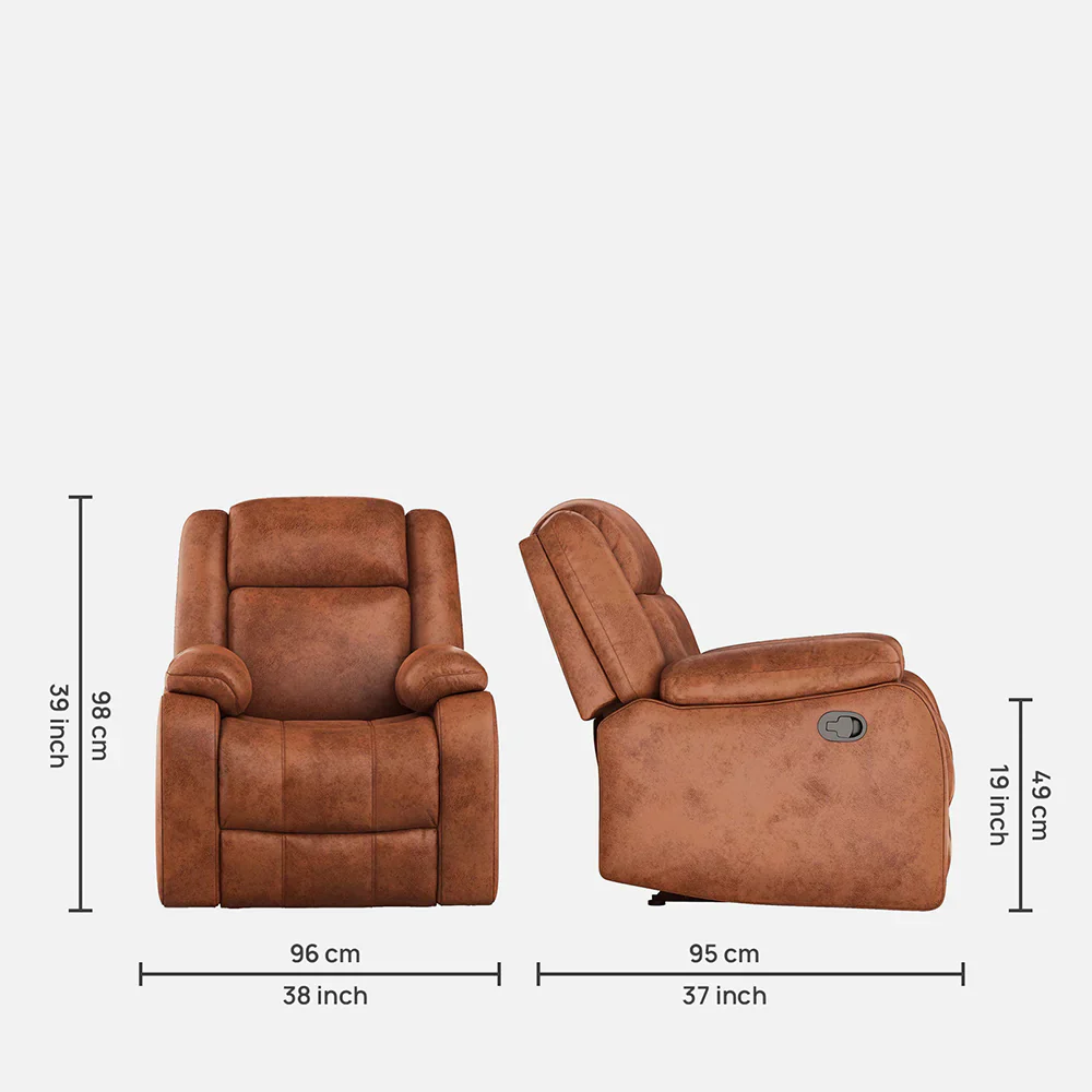 Avalon Desert Orange Suede Recliner - Image 6