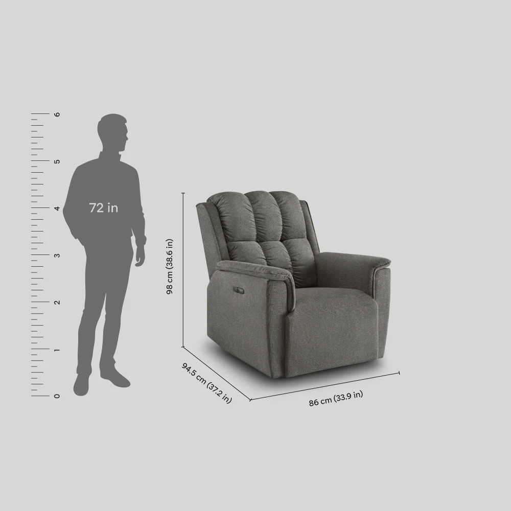 Avalon Elite mov.E Griffin Grey Fabric 1 Seater Sofa - Image 4