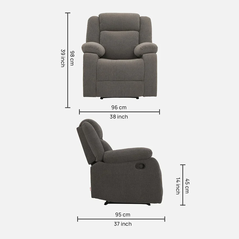 Avalon Grey Fabric Recliner - Image 6
