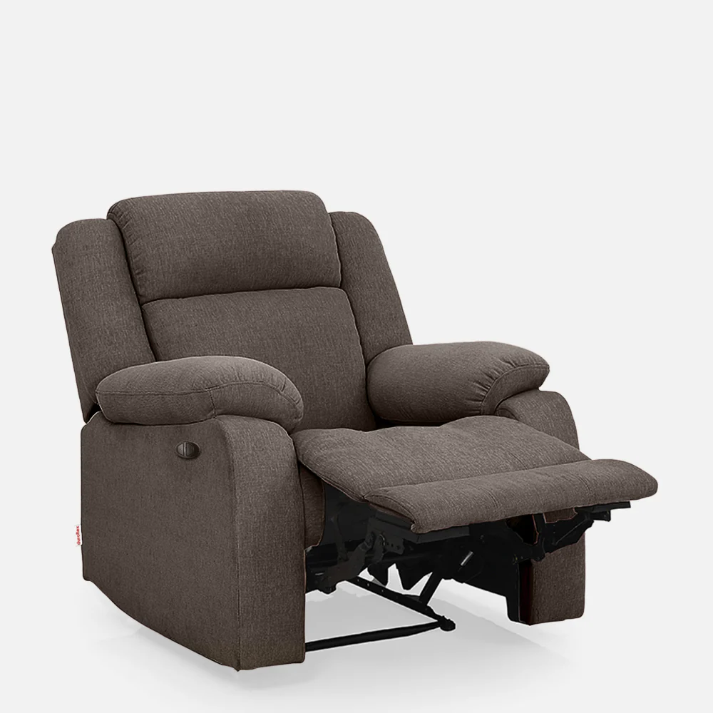 Avalon Motorized Electric Powered Saddle Brown Fabric Recliner - Image 5