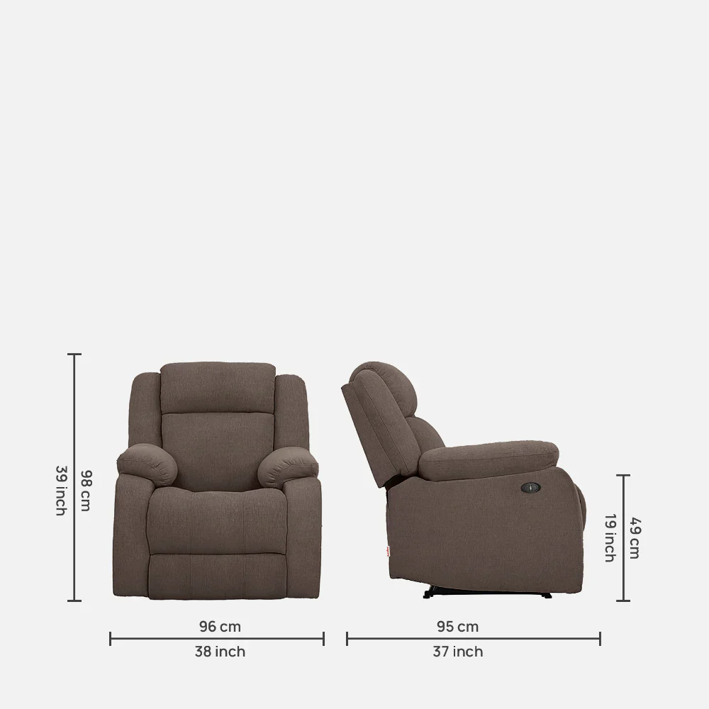 Avalon Motorized Electric Powered Saddle Brown Fabric Recliner - Image 6
