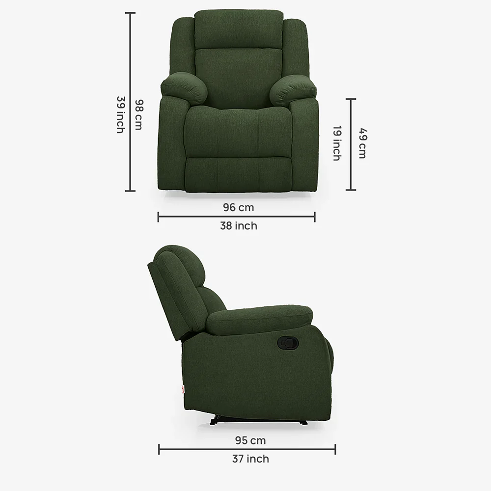Avalon Sap Green Fabric Recliner - Image 6