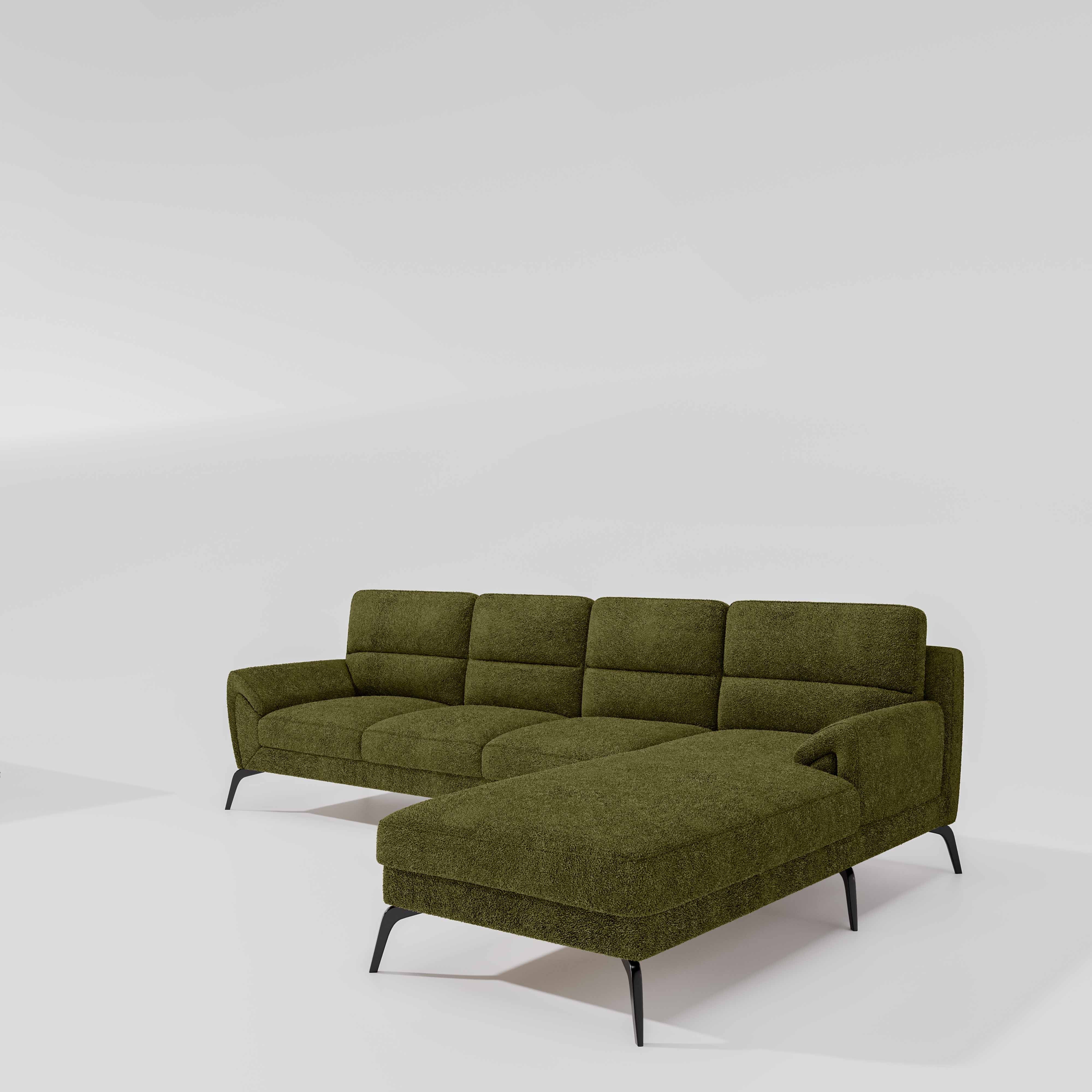 Octave 3 Seater with LH Lounger Boucle Fabric - Dried Herb - Image 4