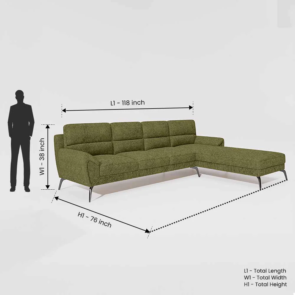 Octave 3 Seater with LH Lounger Boucle Fabric - Dried Herb - Image 7