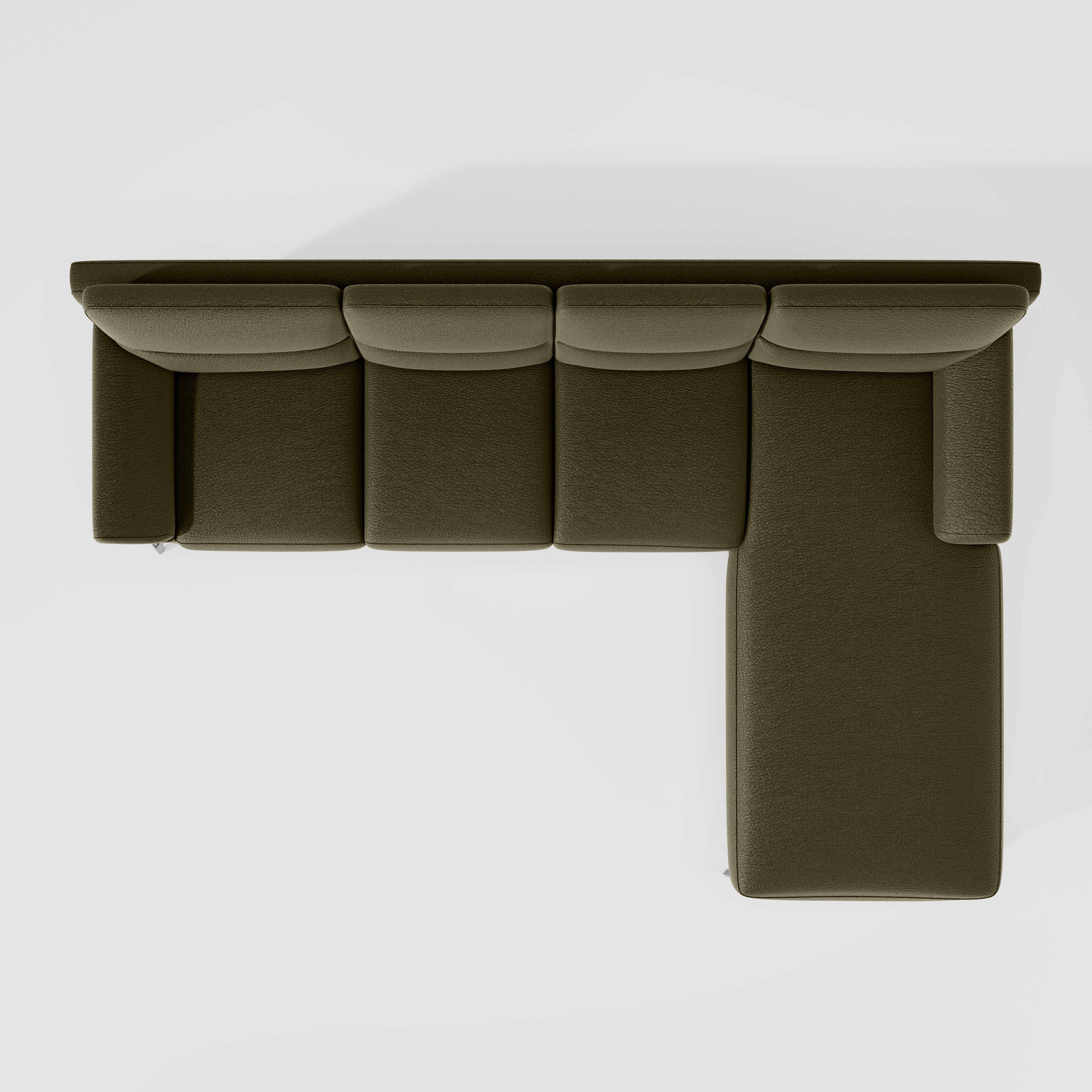 Octave 3 Seater with LH Lounger Suede Fabric - Avocado - Image 6