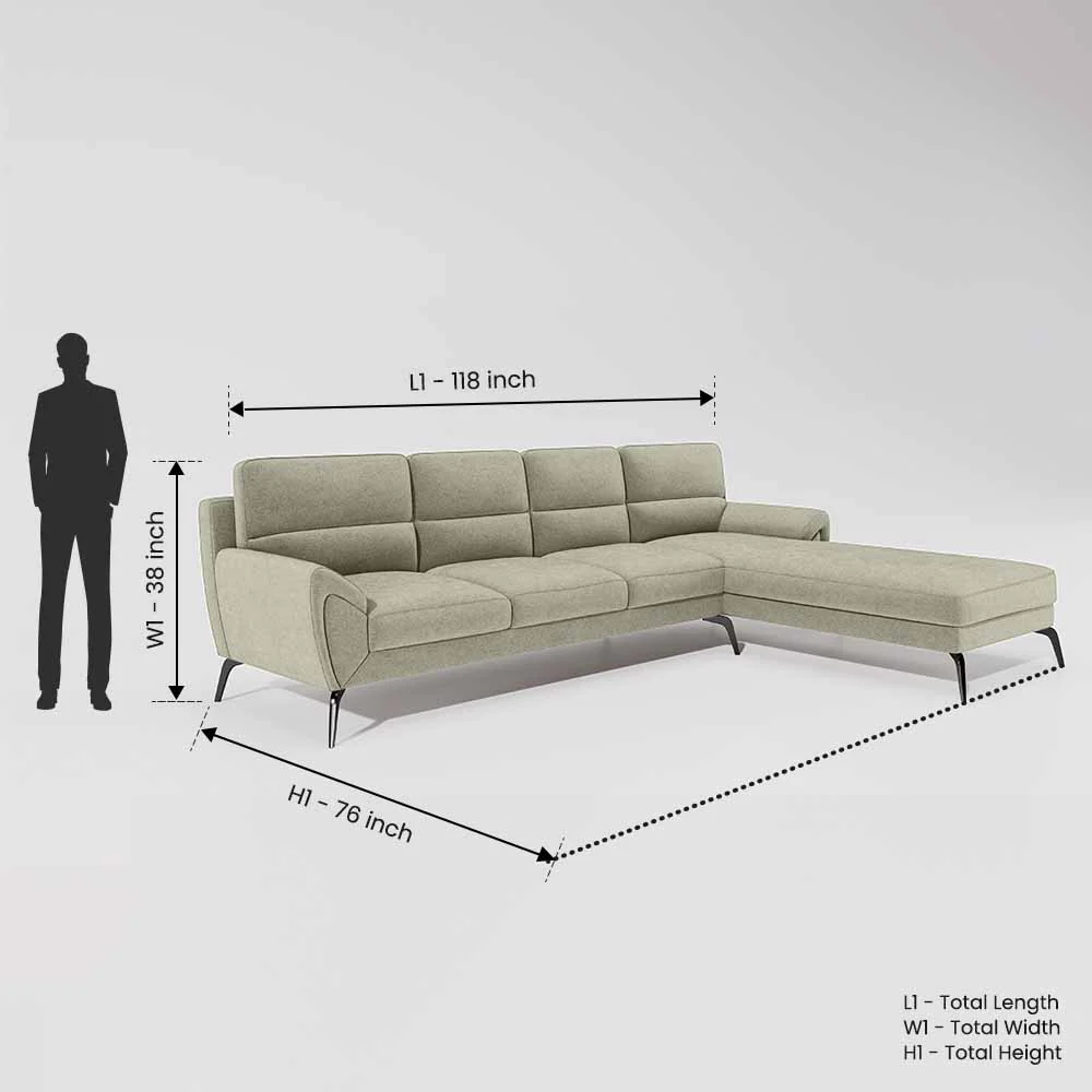 Octave 3 Seater with RH Lounger Water & Stain Repellent Fabric - Pistachio Shell - Image 7