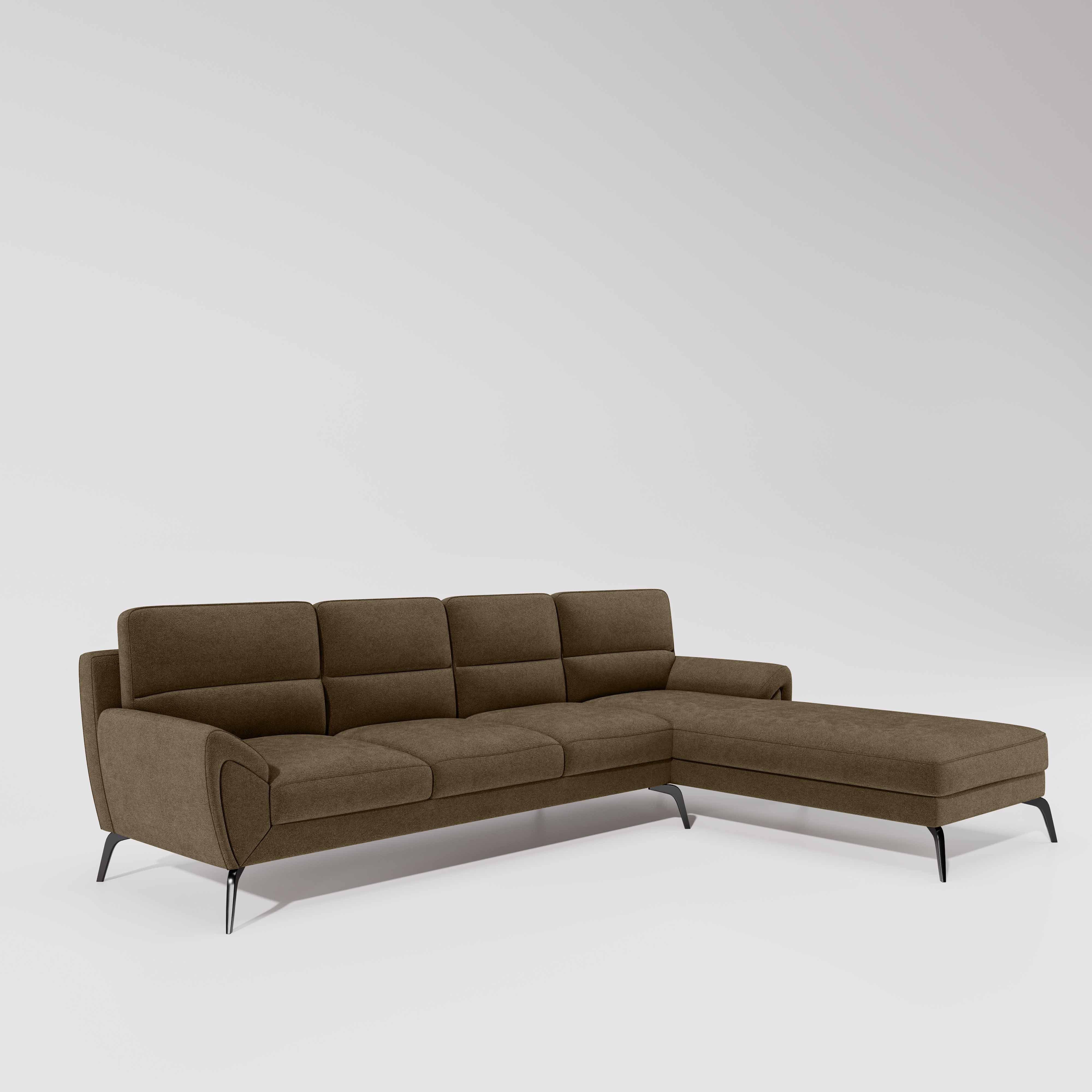 Octave 3 Seater with RH Lounger Water & Stain Repellent Fabric - Dark Earth - Image 3