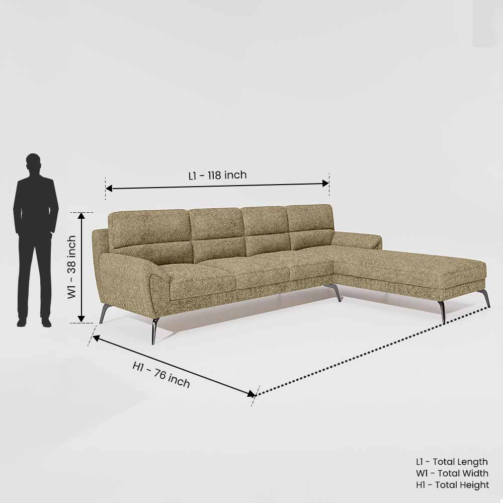 Octave 3 Seater with RH Lounger Boucle Fabric - Irish Cream - Image 7