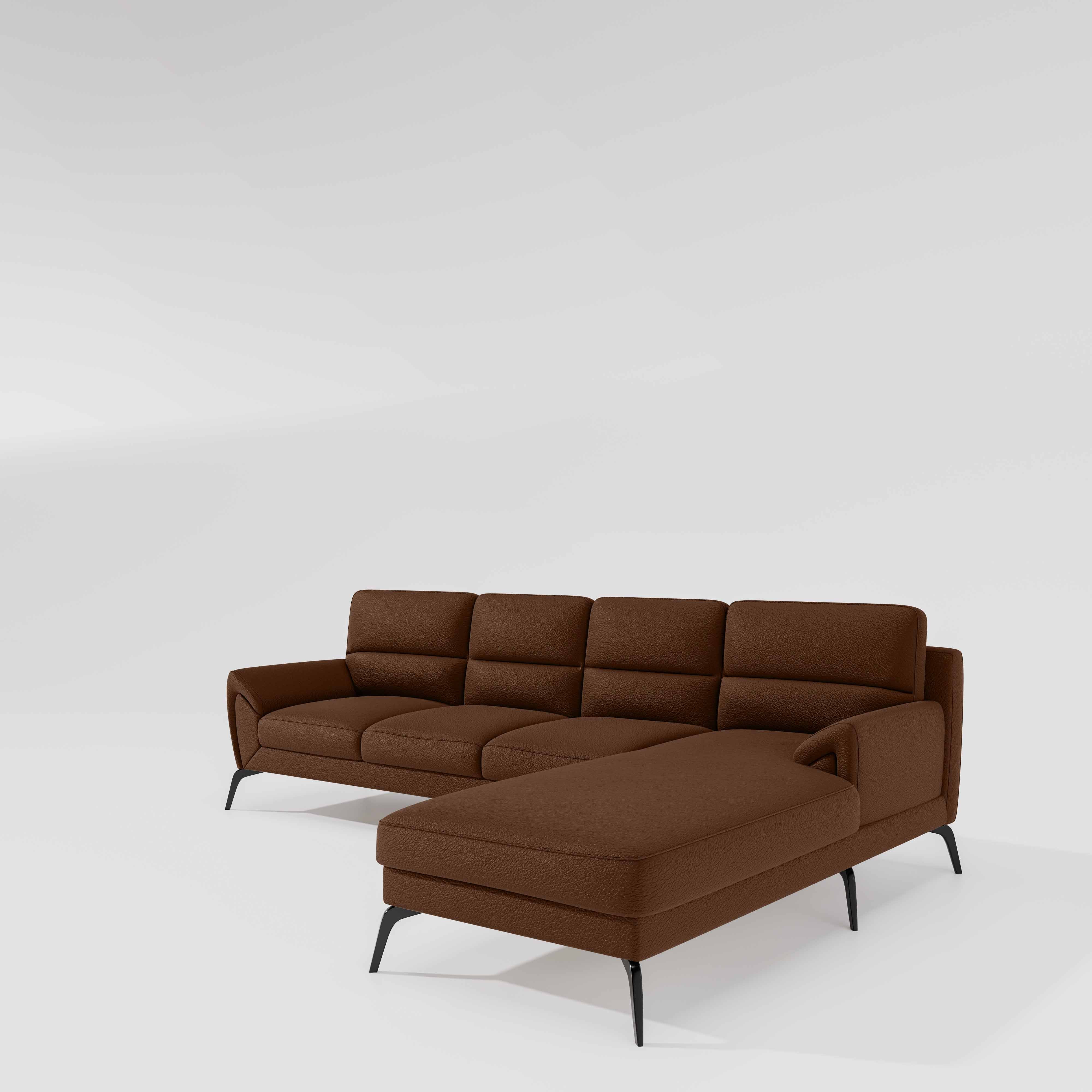Octave 3 Seater with RH Lounger Suede Fabric - Capuccino - Image 4