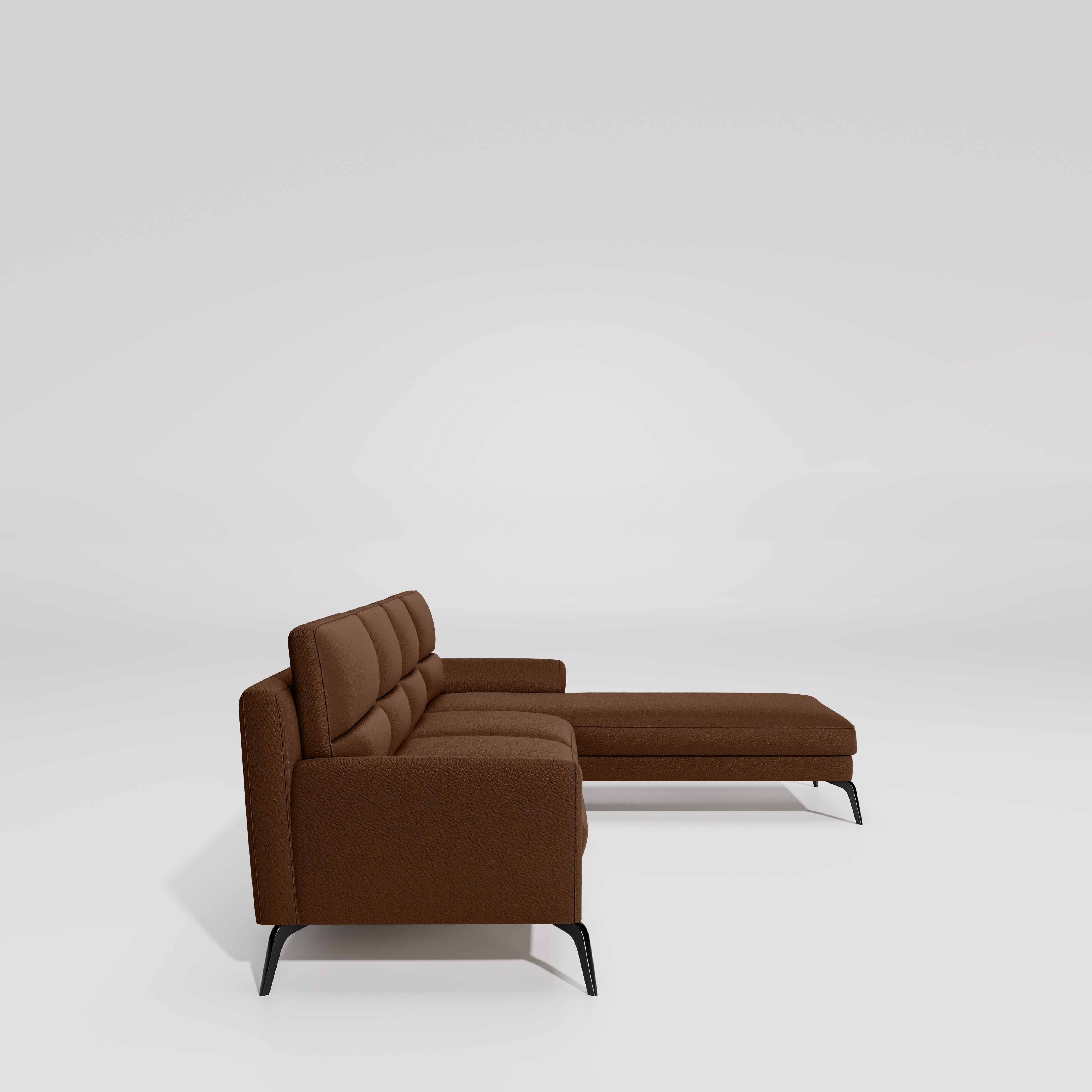 Octave 3 Seater with RH Lounger Suede Fabric - Capuccino - Image 5