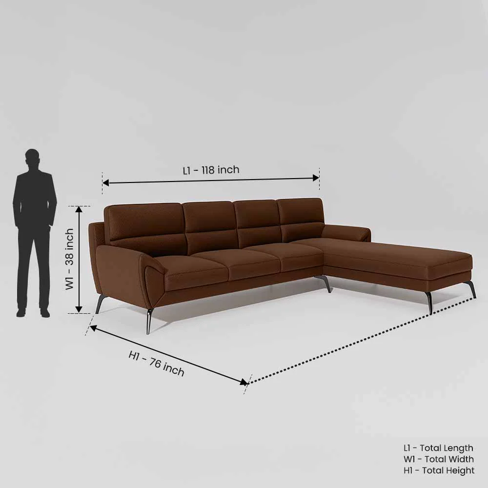 Octave 3 Seater with RH Lounger Suede Fabric - Capuccino - Image 7
