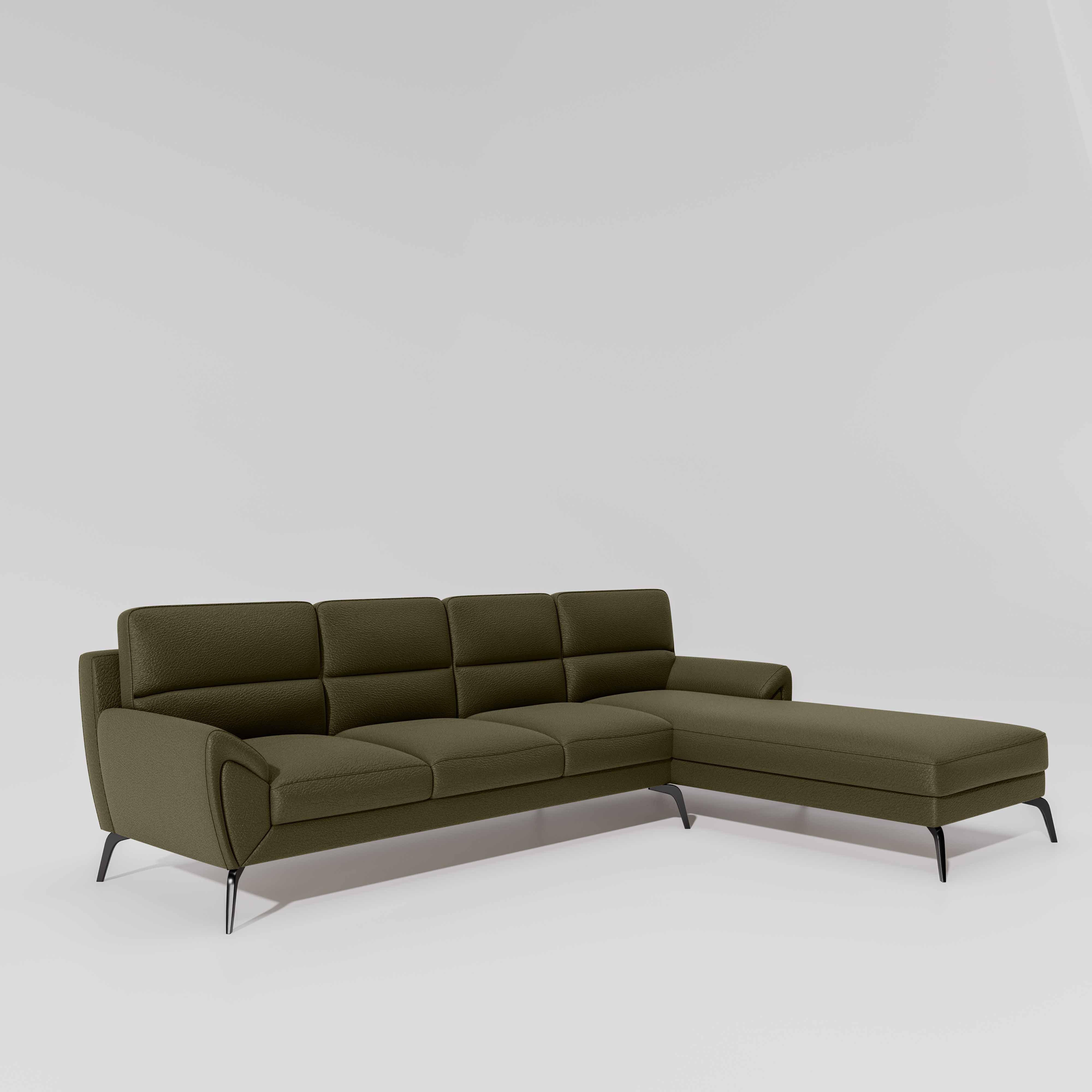 Octave 3 Seater with RH Lounger Suede Fabric - Avocado - Image 3