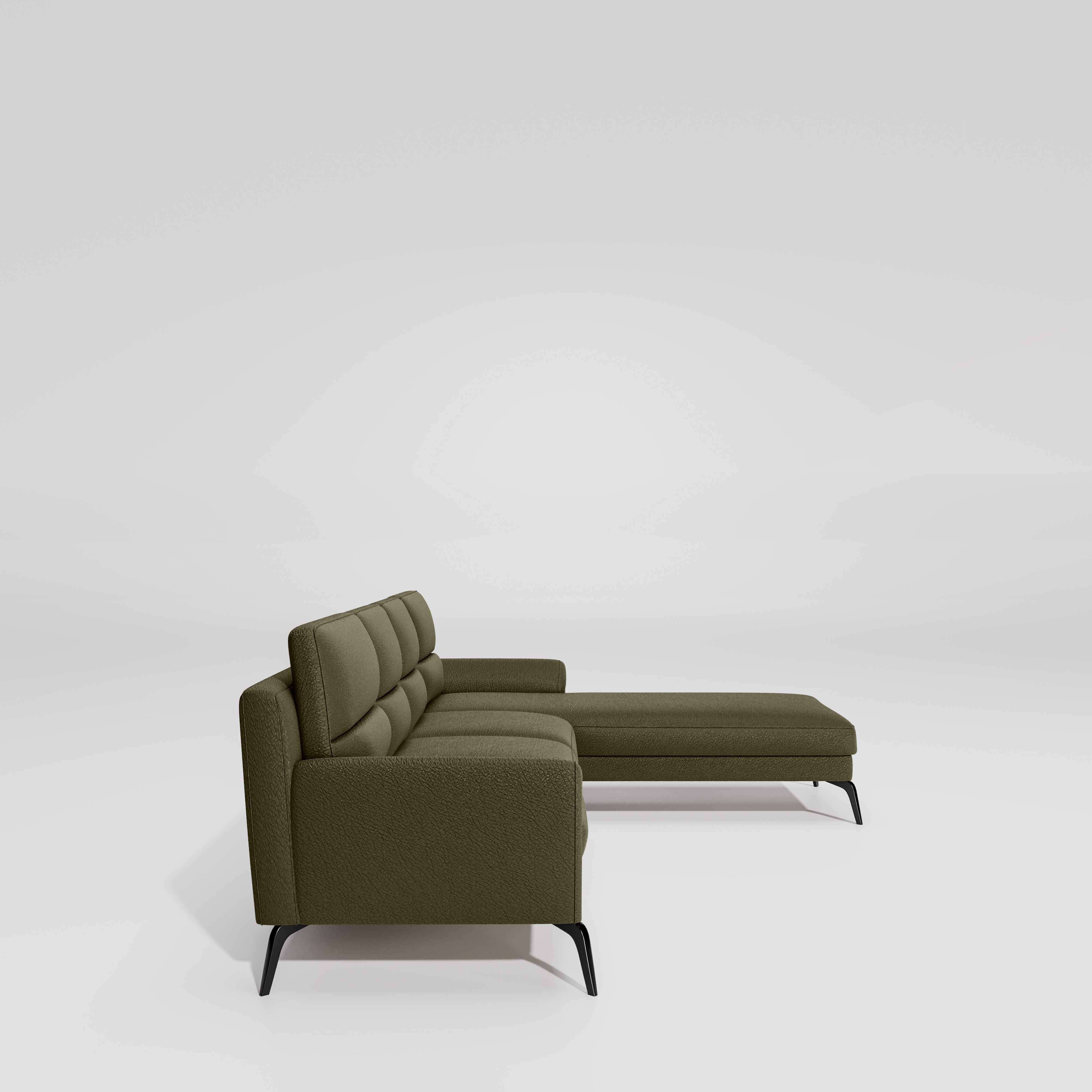 Octave 3 Seater with RH Lounger Suede Fabric - Avocado - Image 5