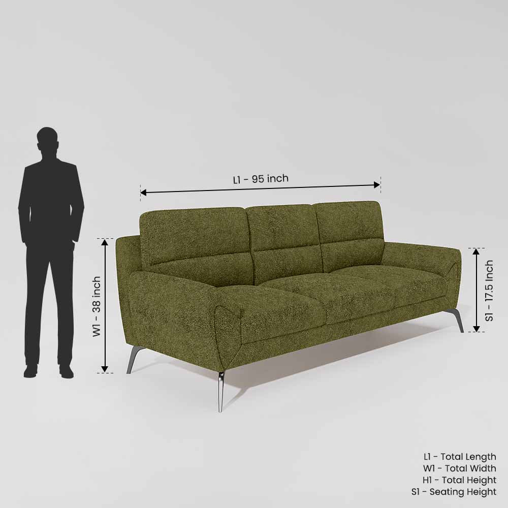 Octave 3 Seater Boucle Fabric - Dried herb - Image 7