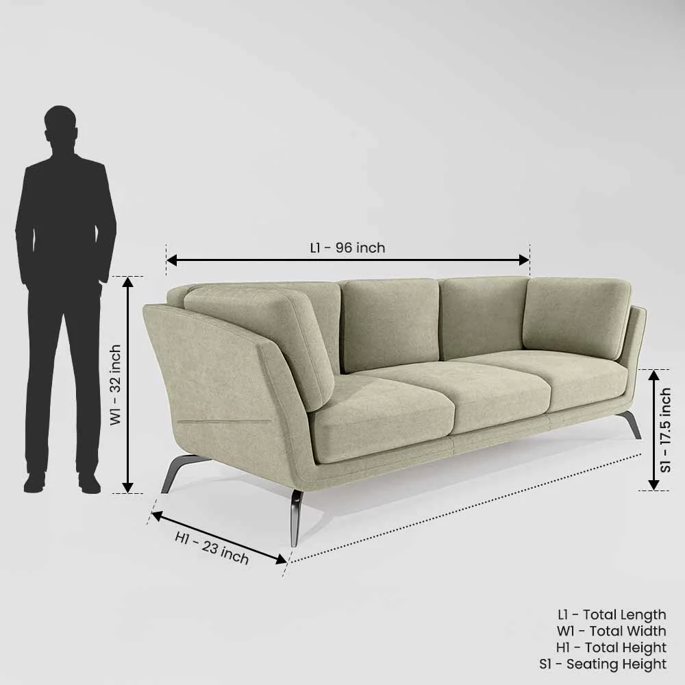 Symphony 3 Seater Water & Stain Repellent Fabric - Pistachio shell - Image 7