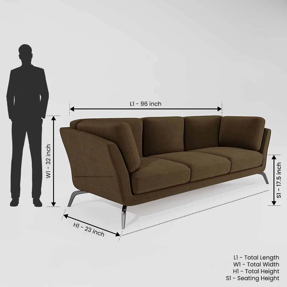 Symphony 3 Seater Water & Stain Repellent Fabric - Dark earth - Image 7