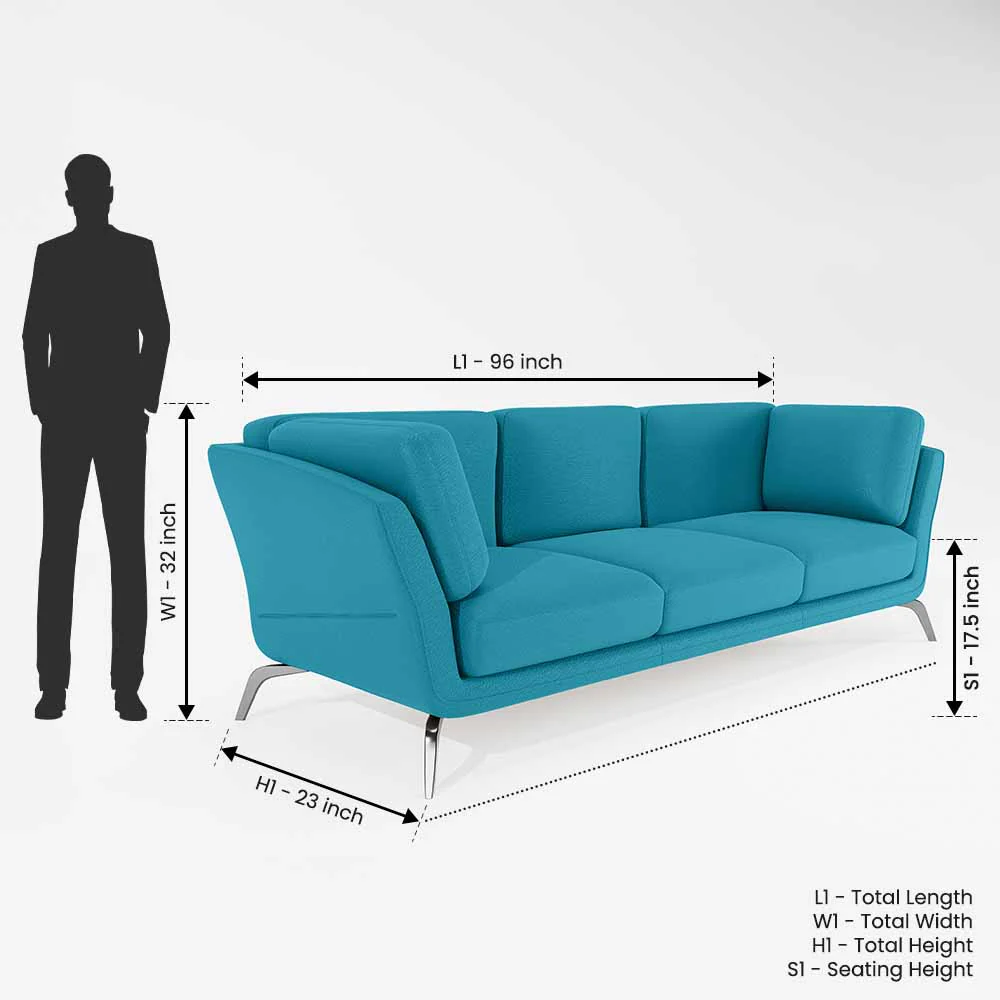 Symphony 3 Seater Suede fabric - Celestial blue - Image 7