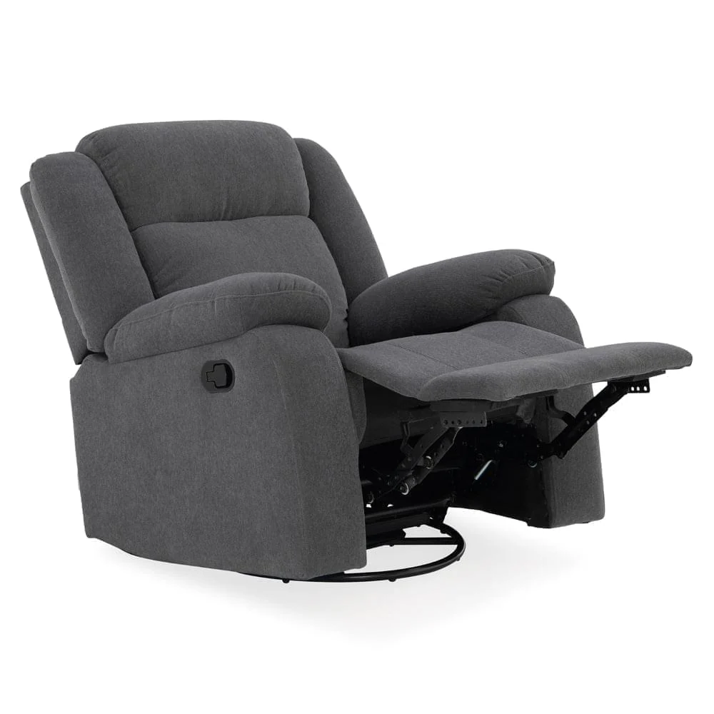 Avalon - Rocking & Rotating Single Seater Fabric Recliner in Graphite Grey Colour - Image 12