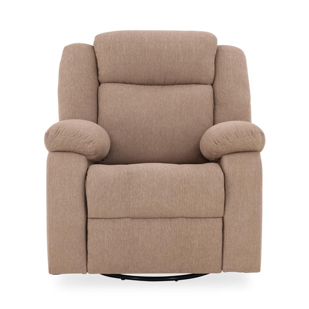 Avalon - Rocking & Rotating Single Seater Fabric Recliner in Plaster Brown Colour - Image 3
