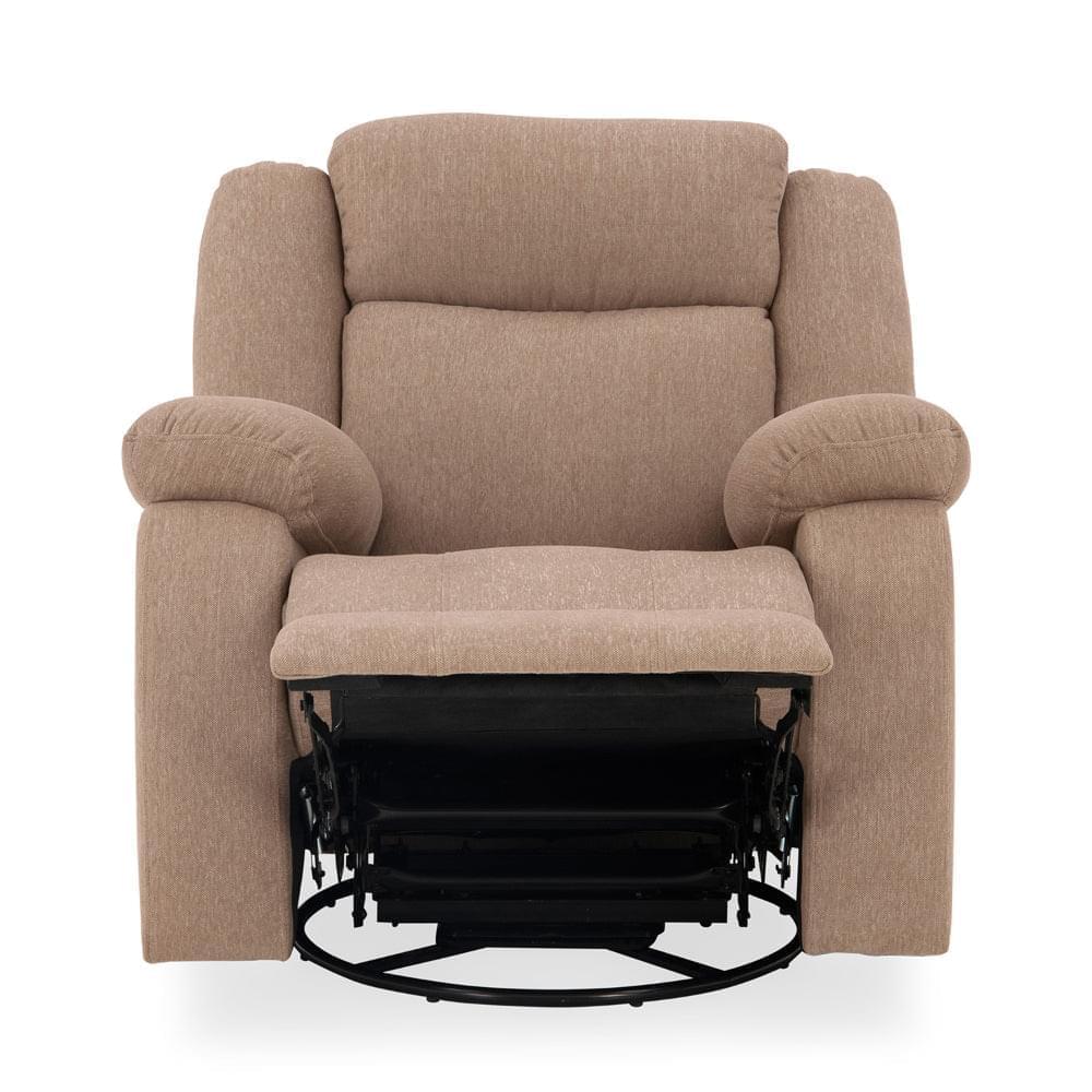 Avalon - Rocking & Rotating Single Seater Fabric Recliner in Plaster Brown Colour - Image 4