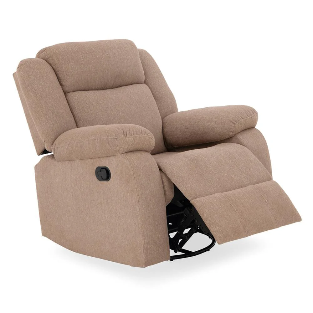 Avalon - Rocking & Rotating Single Seater Fabric Recliner in Plaster Brown Colour - Image 8