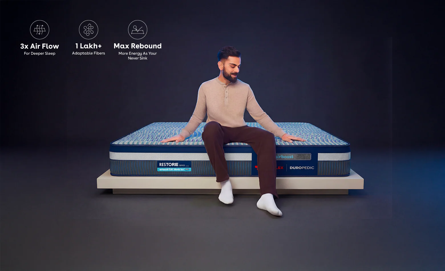 Duropedic Airboost 3.10 Bionix Ice Pro Mattress | 1 lakh+ Airknit fibres and ortho support | 100 nights trial - Image 6