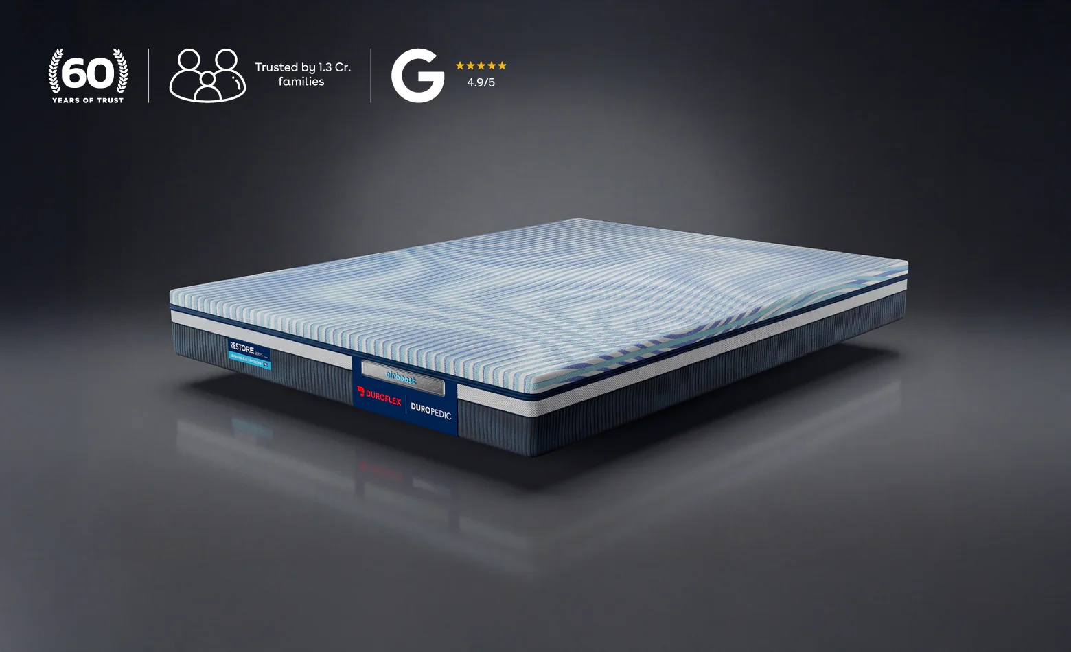 Duropedic Airboost 6.8 Arctic Ice Mattress | 1 lakh+ Airknit fibres with latex and adjustable firmness | 100 nights trial - Image 8