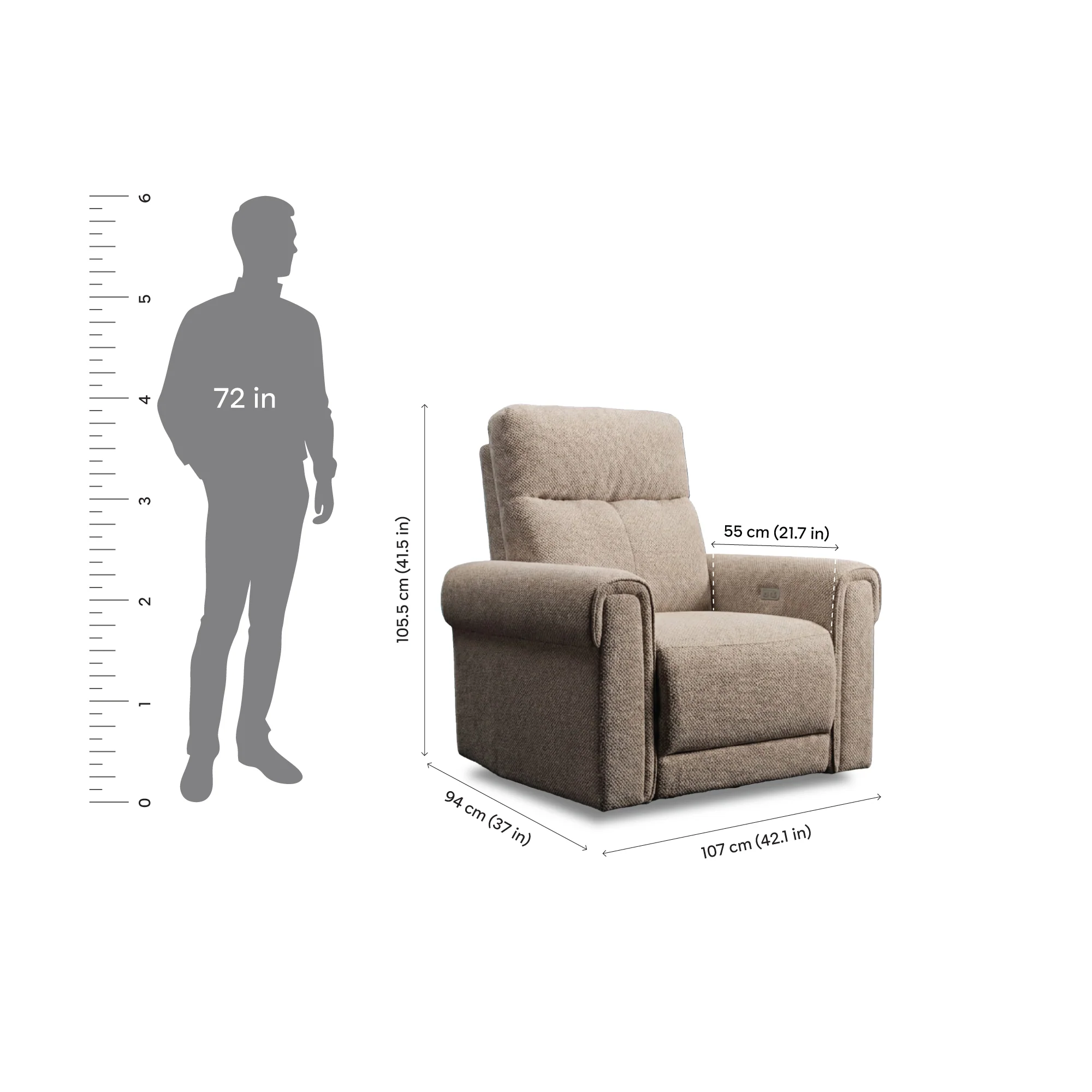 Opus mov.E Cream Fabric 1 Seater Sofa - Image 6