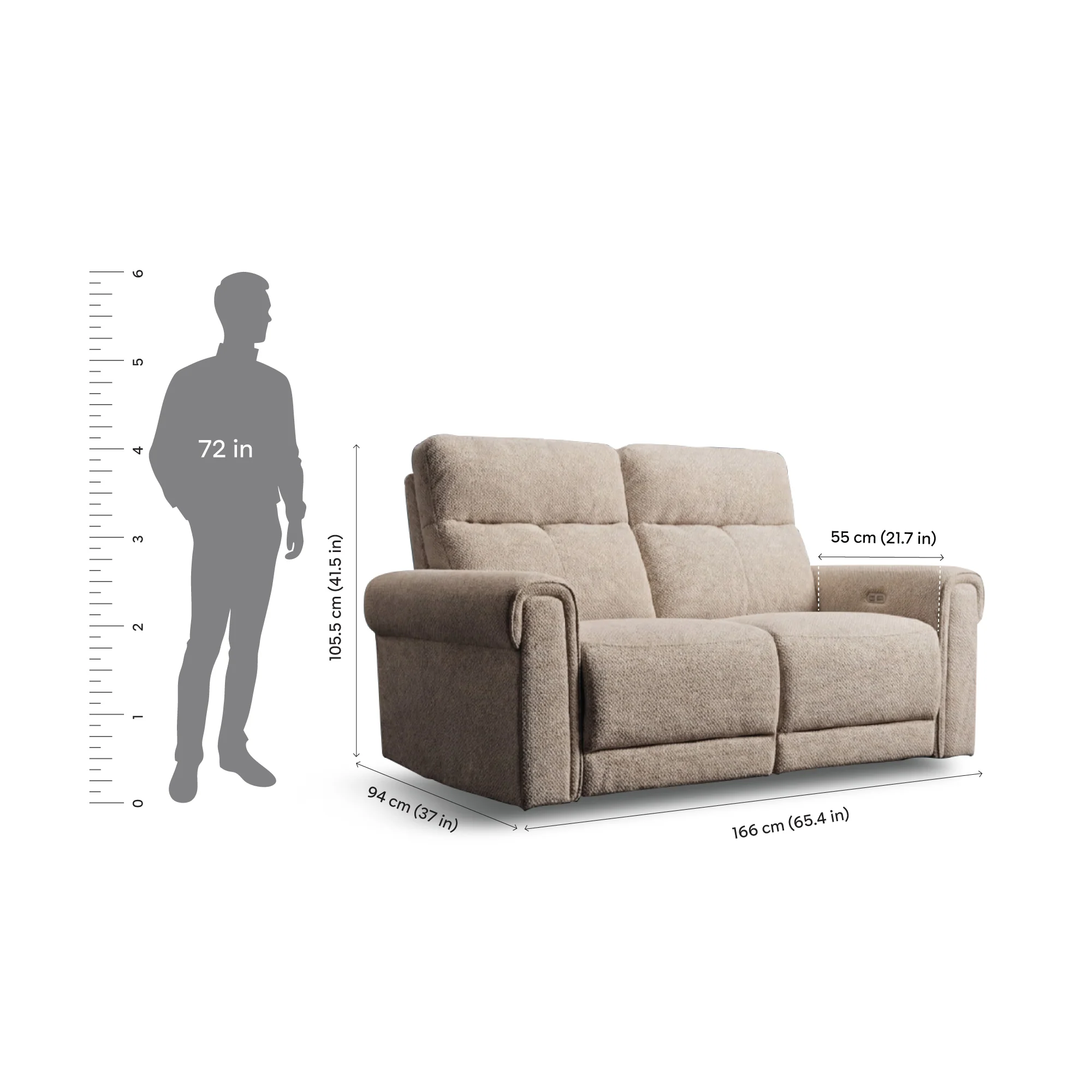 Opus mov.E Cream Fabric 2 Seater Sofa - Image 5