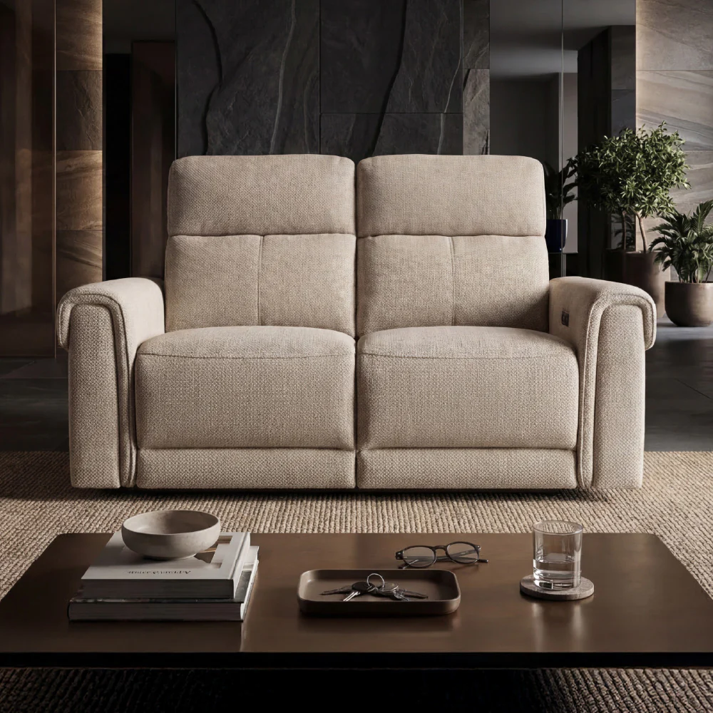 Opus mov.E Cream Fabric 2 Seater Sofa - Image 7