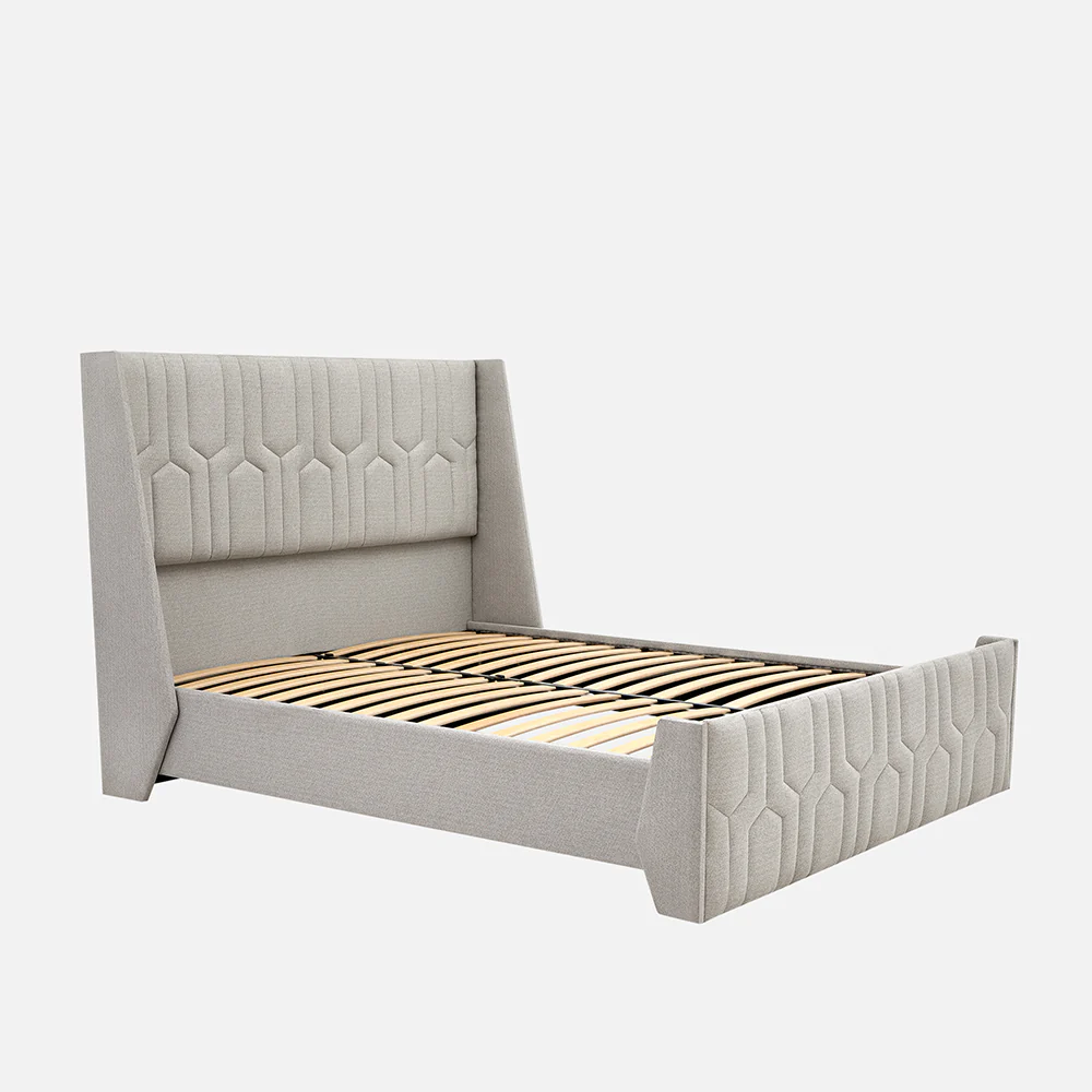 Tranquil Lime Shell Upholstered Bed - Grey Color - Image 3