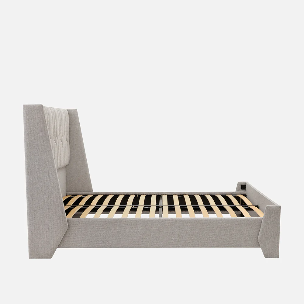 Tranquil Lime Shell Upholstered Bed - Grey Color - Image 4