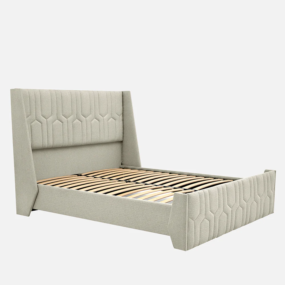 Tranquil Sea Shell Upholstered Bed - Beige Color - Image 3