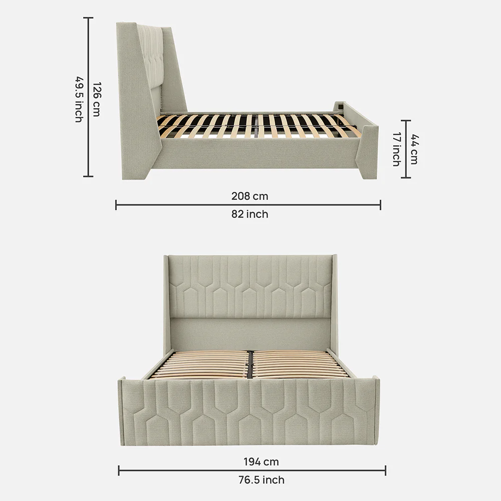Tranquil Sea Shell Upholstered Bed - Beige Color - Image 6