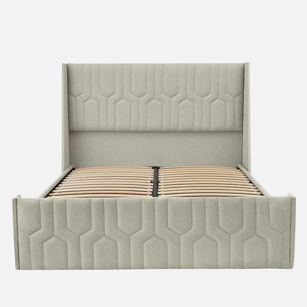 Tranquil Sea Shell Upholstered Bed - Beige Color - Image 8