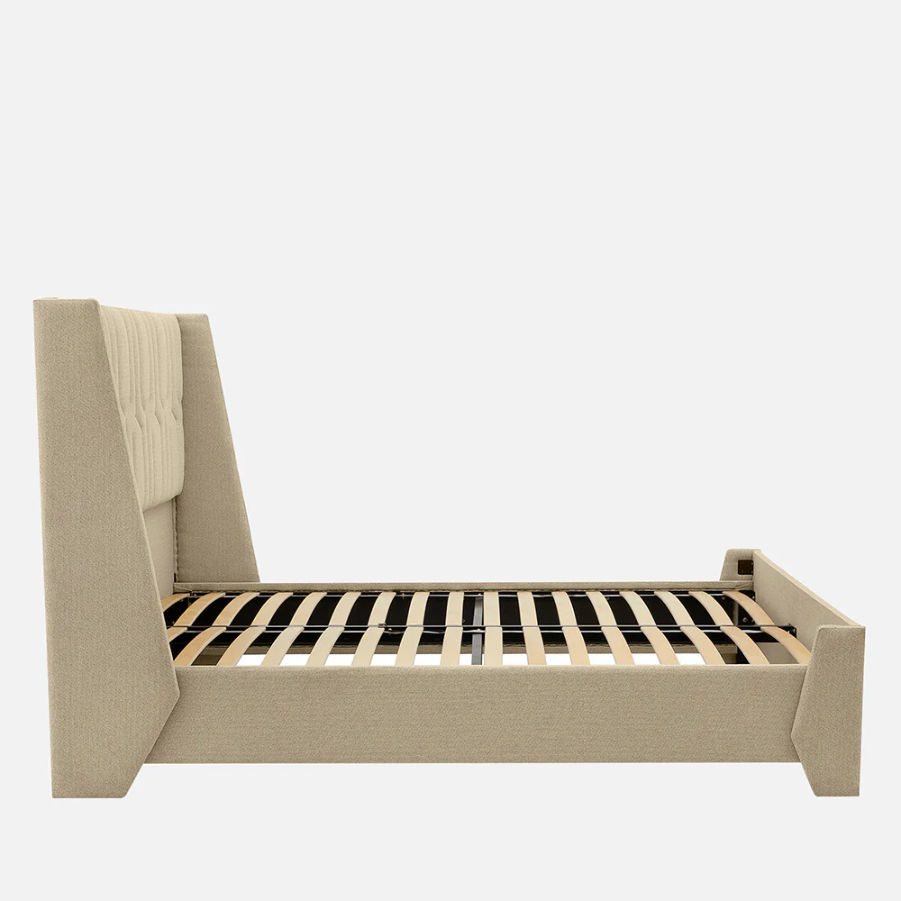 Tranquil Walnut Shell Upholstered Bed - Brown Color - Image 4