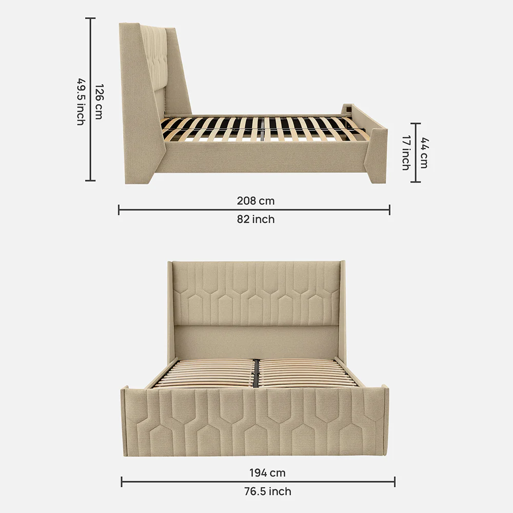 Tranquil Walnut Shell Upholstered Bed - Brown Color - Image 6