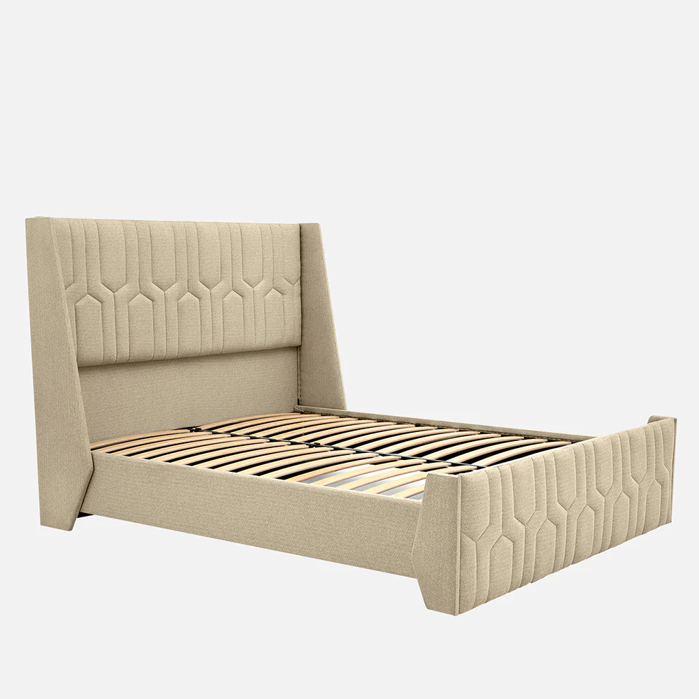 Tranquil Walnut Shell Upholstered Bed - Brown Color - Image 9