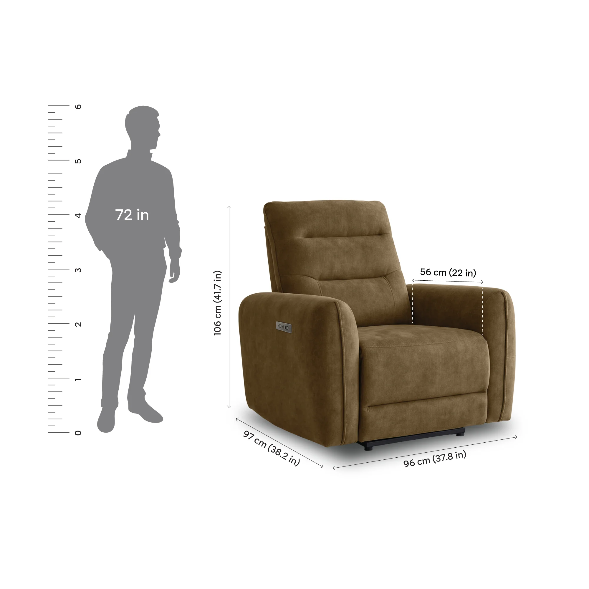 Verve mov.E Brown Fabric 1 Seater Sofa - Image 4