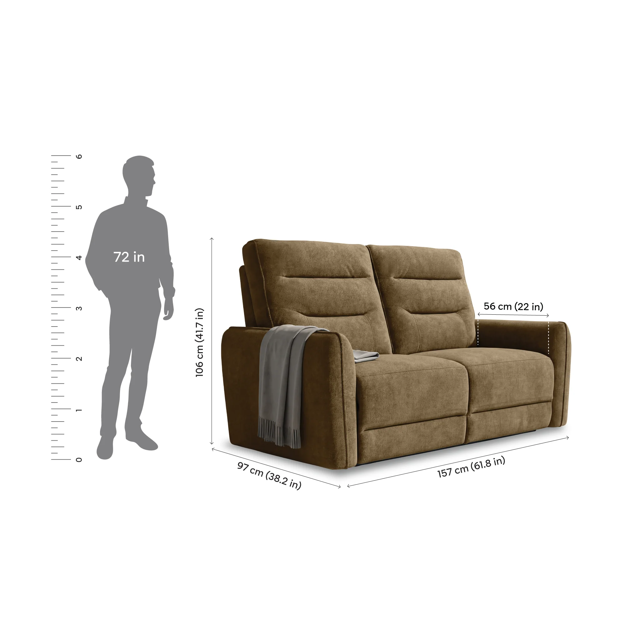 Verve mov.E Brown Fabric 2 Seater Sofa - Image 4