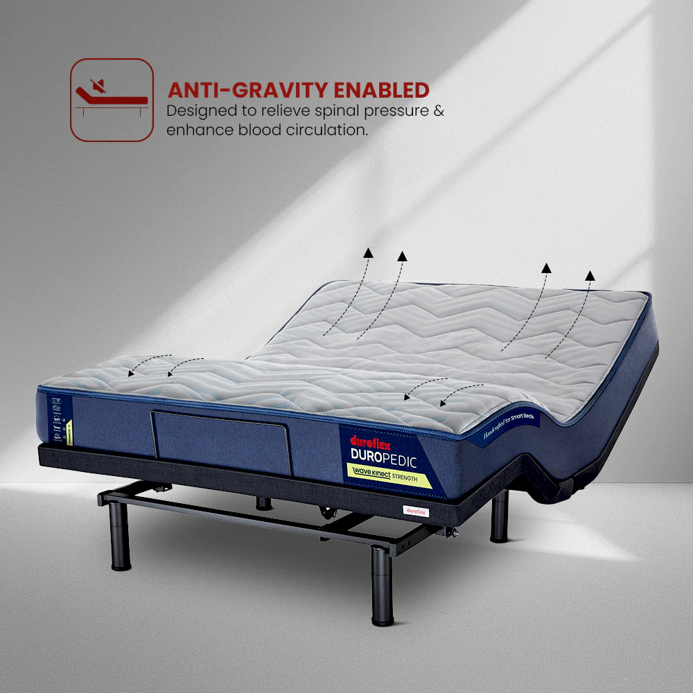 Wave Plus Adjustable Bed Tranquil Upholstered Bed (Beige)+ Wave Kinect Strength Mattress 8"(20.3cm) - Image 4