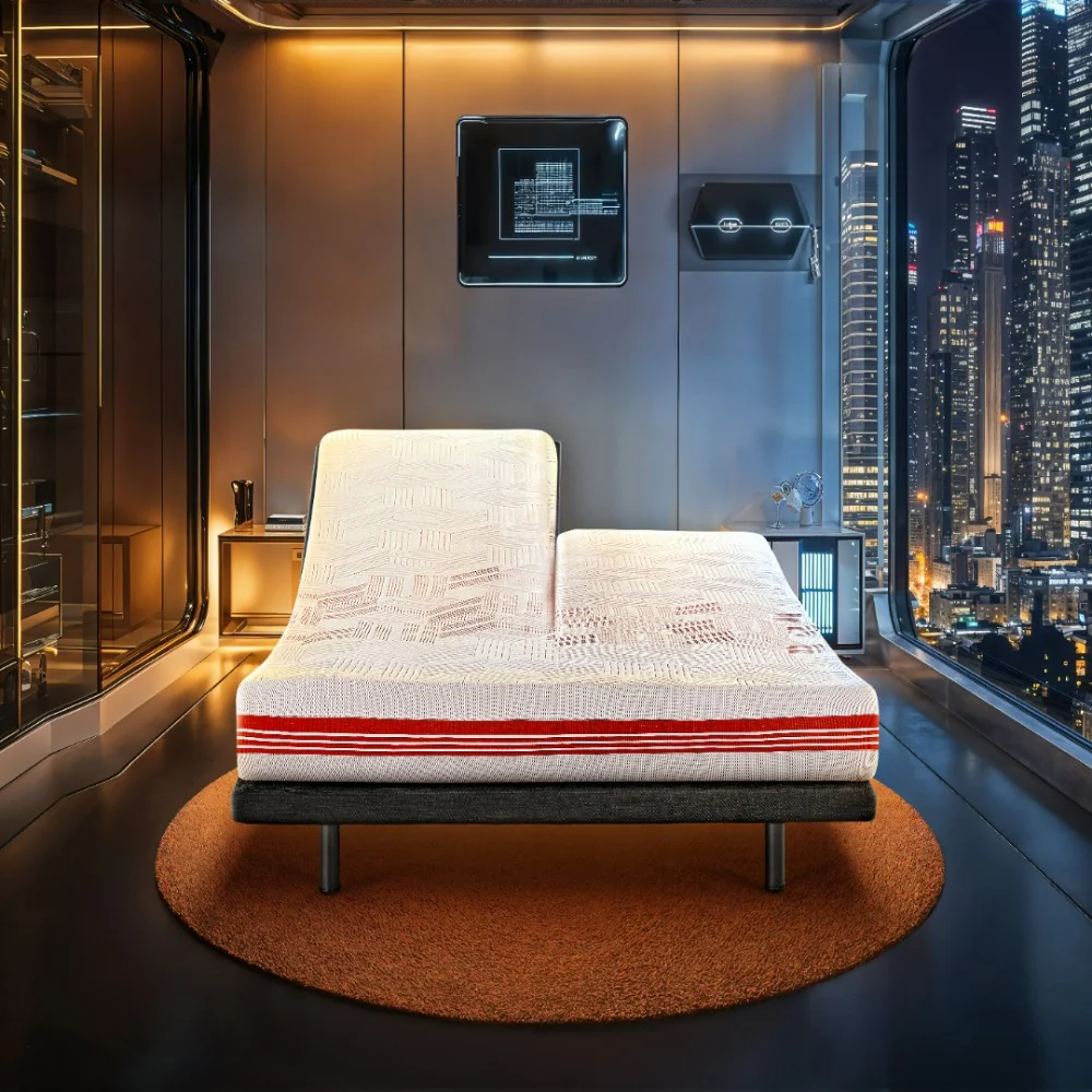 Wave Twin Adjustable Bed with Split Quboid mattress Individual Headside Control & 2 Fitted Bedsheets - Image 15