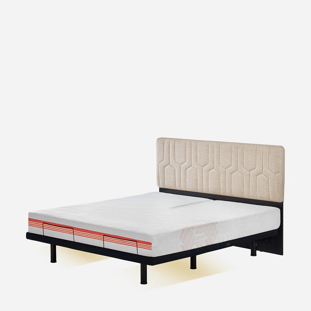 Wave Twin Adjustable Bed with Split Quboid mattress Individual Headside Control & 2 Fitted Bedsheets - Image 5