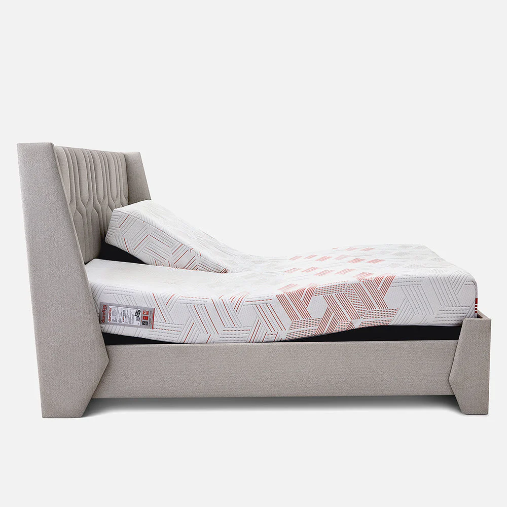 Wave Twin Adjustable Bed with Tranquil Grey (Lime Shell ) Upholstered Bed, Mattress, and 2 Fitted Bedsheets - Image 7