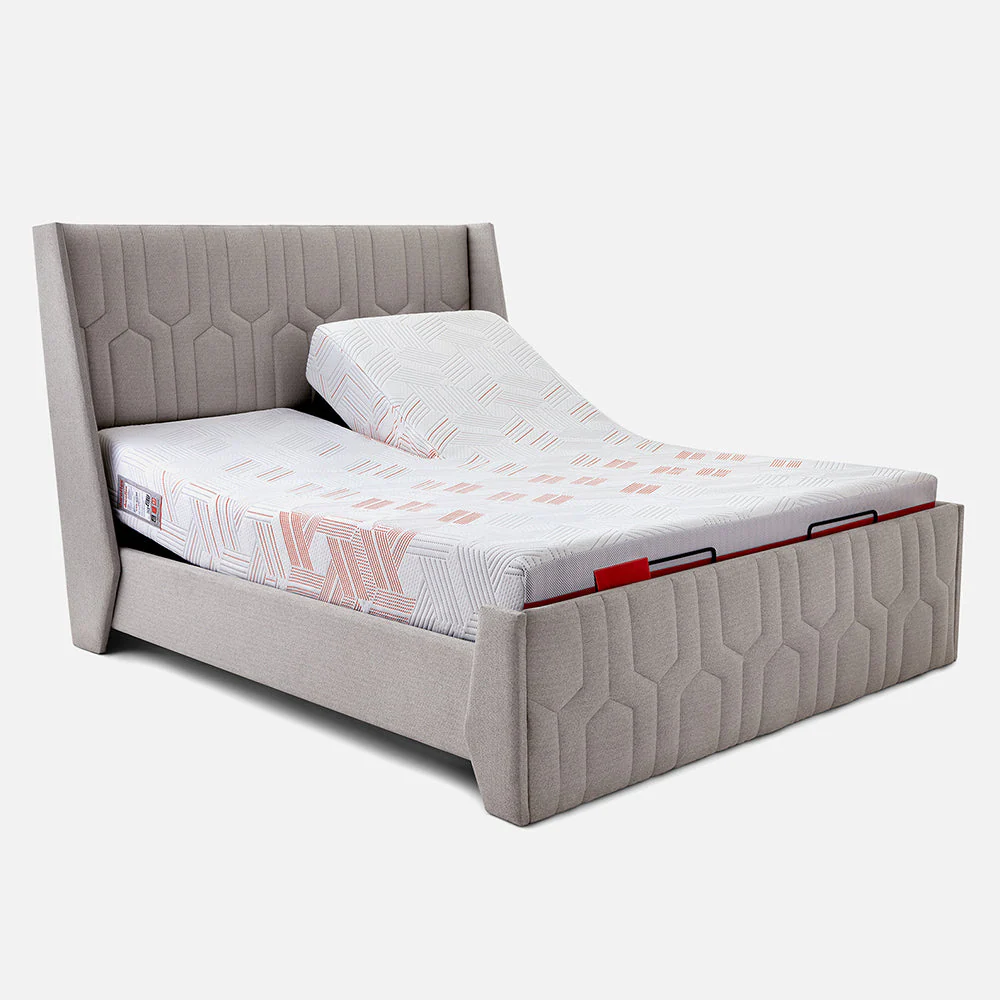 Wave Twin Adjustable Bed with Tranquil Grey (Lime Shell ) Upholstered Bed, Mattress, and 2 Fitted Bedsheets - Image 9