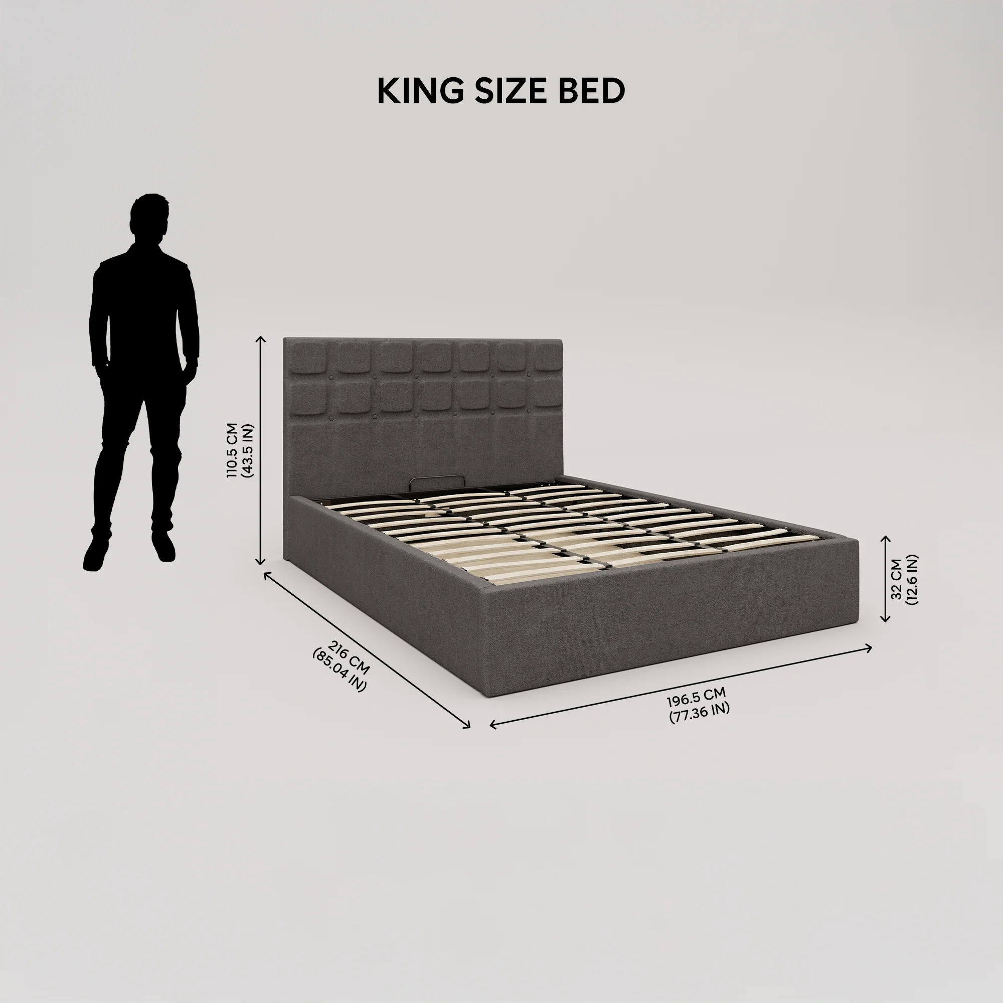 Zuri Hydraulic Upholstered Bed with Storage - Moonmist Grey - Image 8